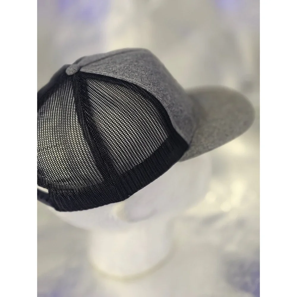 RVCA Trucker Hat Gray Black Mid Fit Snapback Mesh Logo Cap